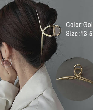 Grote Metalen Klauw Haarclip 13.5cm - Trendy Holle Haarpin voor Dames