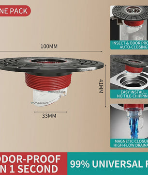Verstelbare Vloer Drain met Geur- en Insectenwering - 100mm - Op Maat Te Knippen