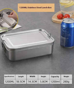 RVS Bento Lunchbox met Afsluitbare Clips - Voedselcontainer voor Werk en School
