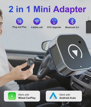 Draadloze CarPlay & Android Auto Adapter: Upgrade uw auto met 2-in-1 Plug & Play Dongle