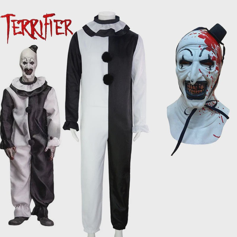 Art The Clown Kostuum & Masker - Terrifier 2 Cosplay Jumpsuit voor Heren en Dames