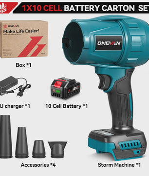 ONEVAN 3500W Krachtige Accu Bladblazer & Stofzuiger - 350M/S - Borstelloze Motor - Compatibel met Makita 18V