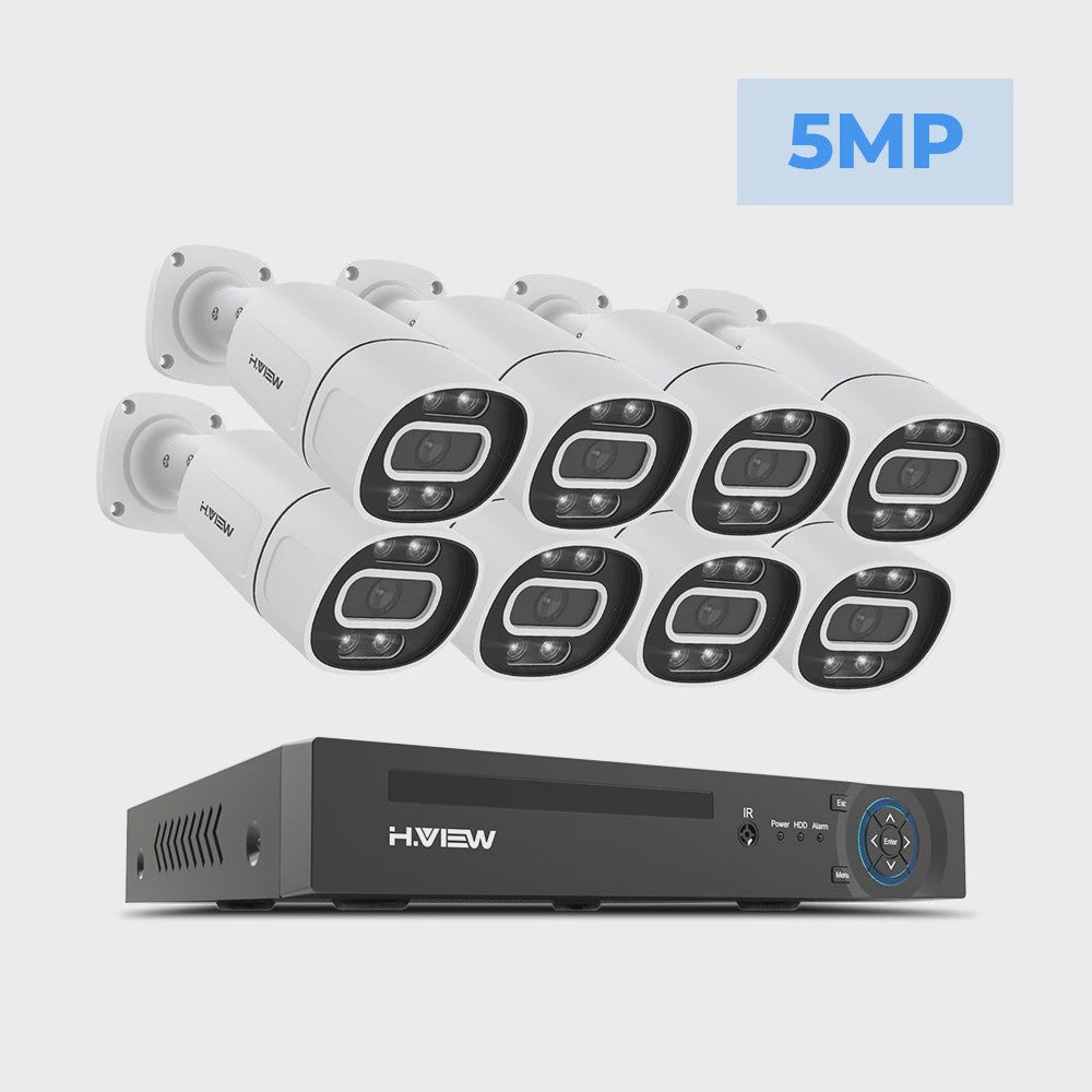 H.View 4K/8MP PoE Beveiligingscamera Systeem met 8-Kanaals NVR & Audio