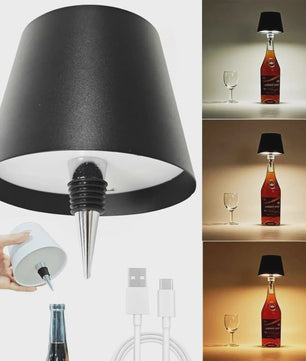 Draadloze Fles Tafellamp met USB, Touch Control & 3 Kleuren - Sfeervolle Verlichting