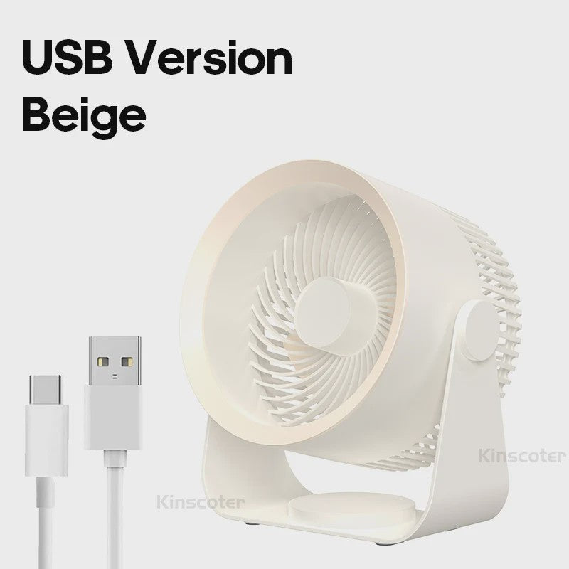 KINSCOTER Multifunctionele Draadloze Ventilator: Draagbaar, Stil & Flexibel voor Bureau, Muur of Plafond