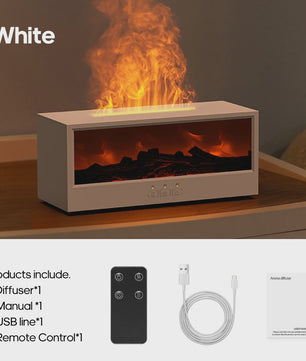 Sfeervolle Vuurhaard Aroma Diffuser Luchtbevochtiger met Kleurrijk Nachtlampje & Afstandsbediening