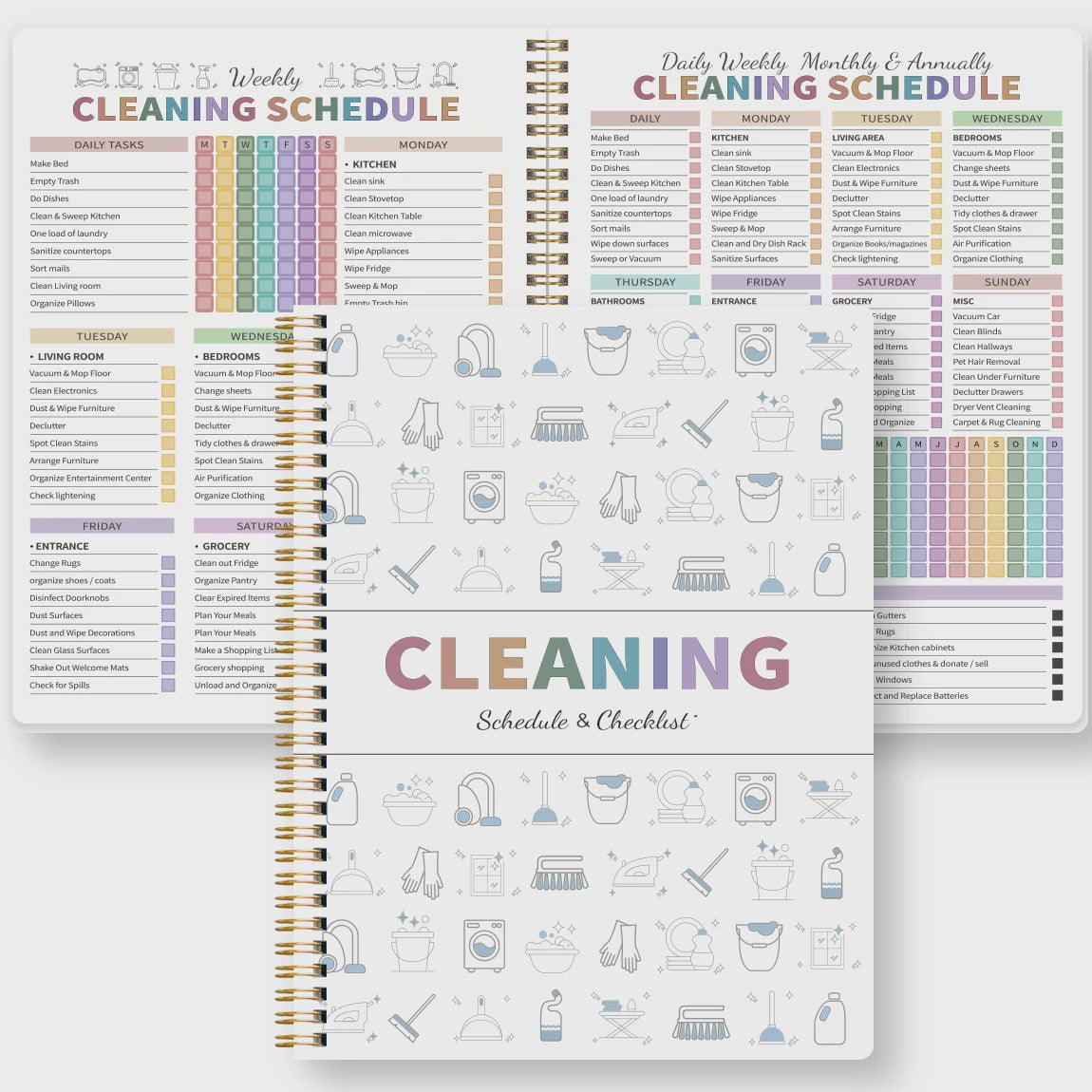 Huishoudplanner & Schoonmaak Checklist Boek - Dagelijks, Wekelijks, Maandelijks