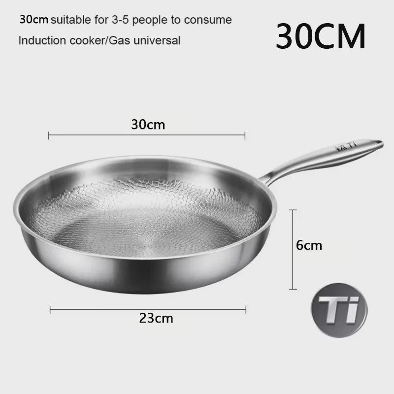 KEMORELA Pure Titanium Koekenpan - Krasbestendig, Anti-aanbak & Snel Verwarmend