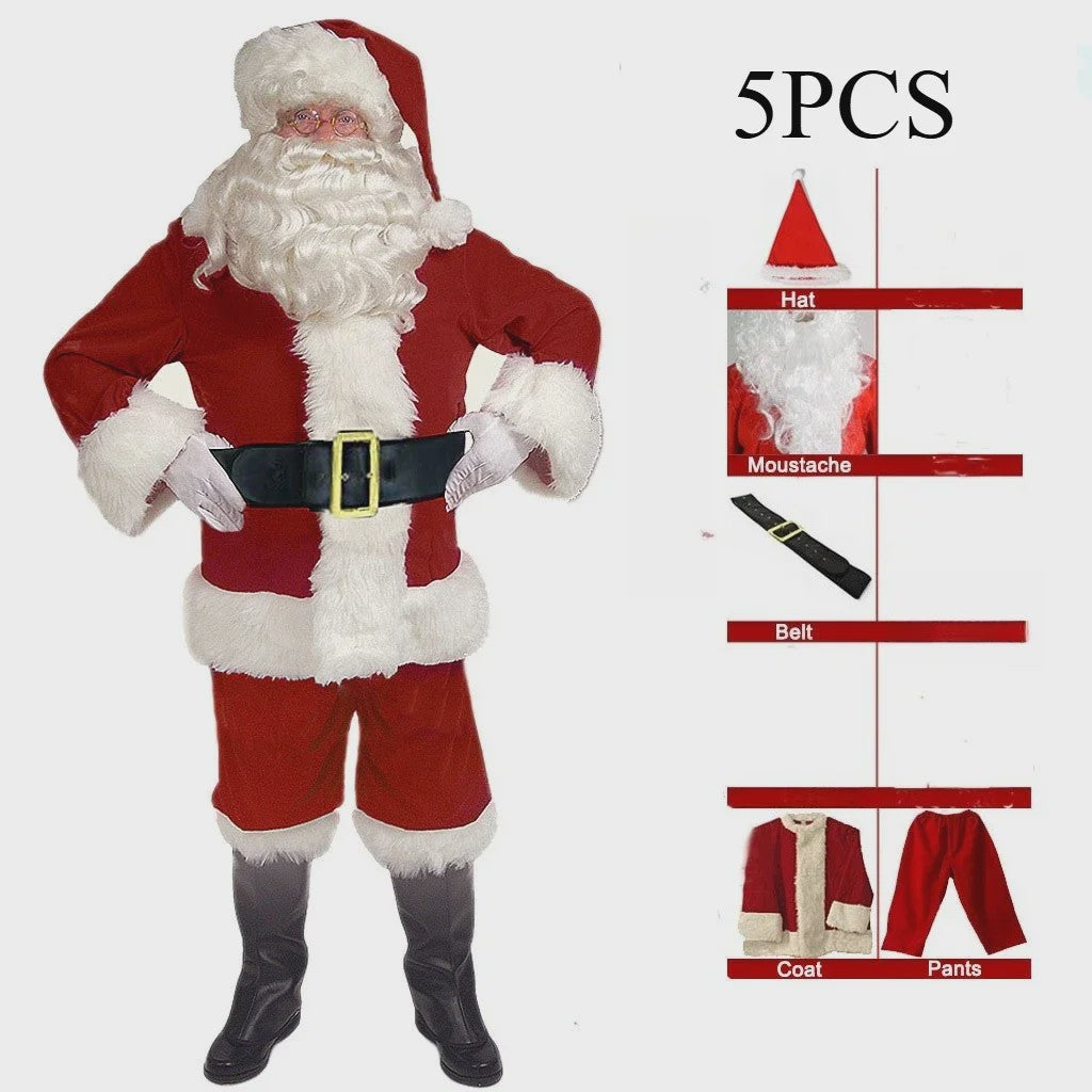 Luxe Gouden Fluweel Santa Claus Kostuum voor Heren - Perfect voor Kerst, Halloween & Feesten