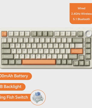 AJAZZ AK820 Pro Mechanisch Gaming Toetsenbord - Draadloos Bluetooth/2.4G/USB-C, Hot-Swappable, Gasket Mount, RGB