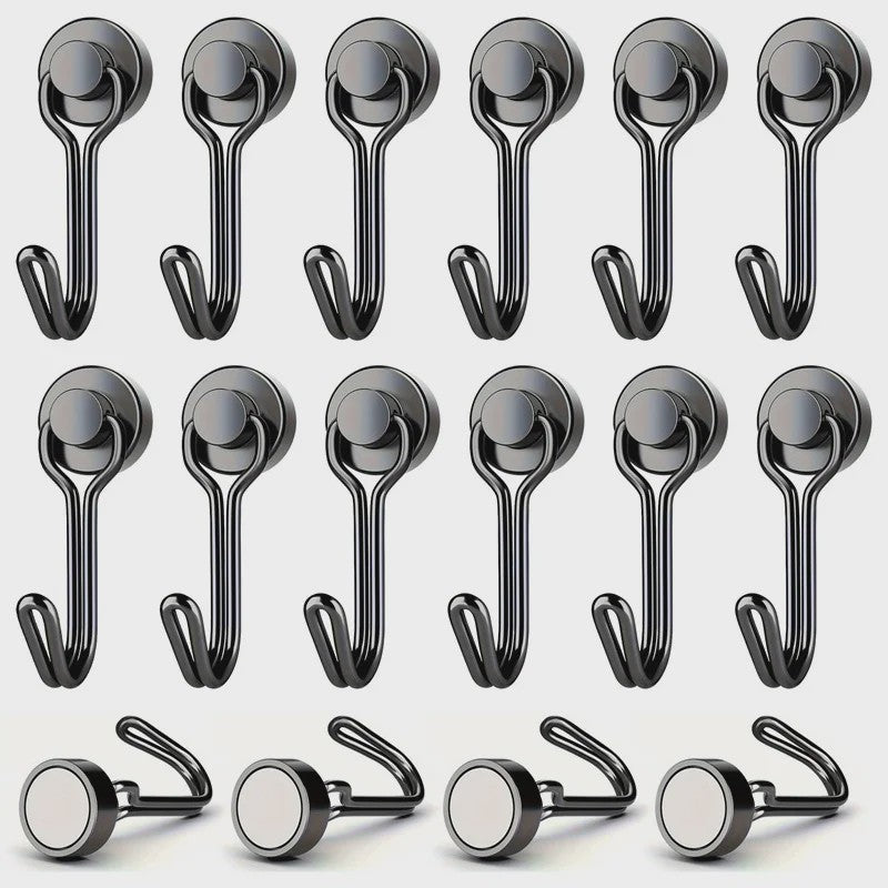 Krachtige Zwarte Magnetische Haken - Heavy Duty Ophanghaken met Sterke Magneet