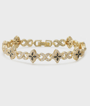 Luxe Gouden Armband met Klaver Hanger en Sprankelende Zirkonia - Dames Sieraden