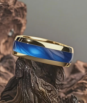 Luxe Groene Kristalstenen Ringen voor Mannen - 8mm Roestvrij Staal Trouwband