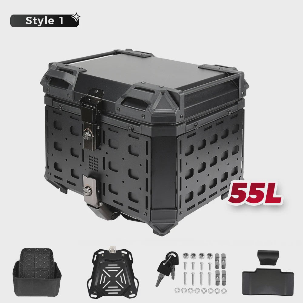 KEMIMOTO Universele Motor Topkoffer - CNC Aluminium Bagagebox met Snelontgrendeling & Helmopslag