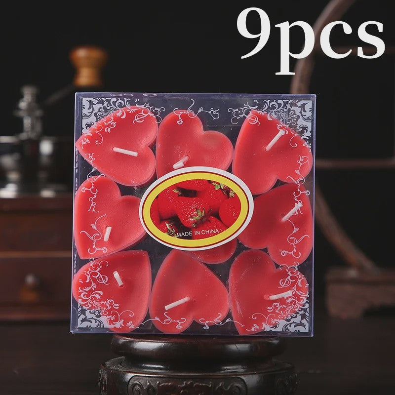 9x Hartvormige Geurkaarsen - Romantische Sfeer voor Valentijn, Bruiloft & Decoratie