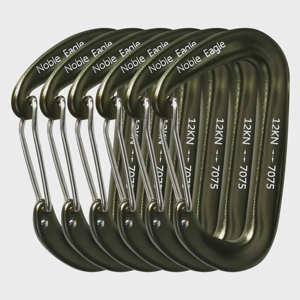 Set van 6 Karabiners 12kN D-Ring - Robuust Aluminium voor Outdoor & Klimmen