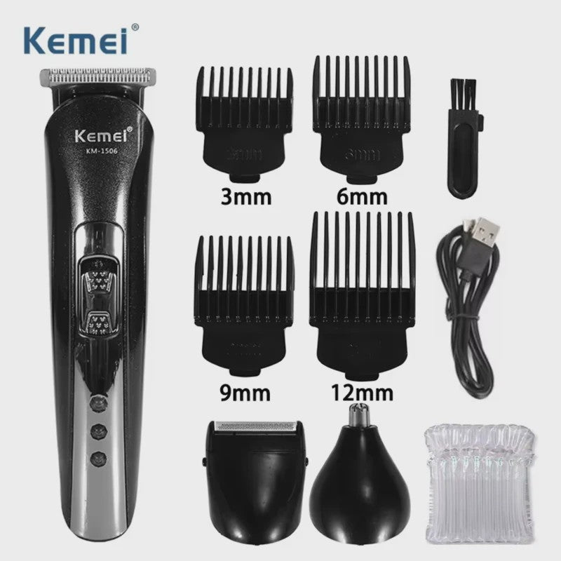 Kemei KM-1506 3-in-1 Oplaadbare Trimmer: Baard, Neus & Haar