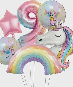 Regenboog Eenhoorn Folieballon Set - 32 Inch Gegradueerde Cijferballon voor Feestjes