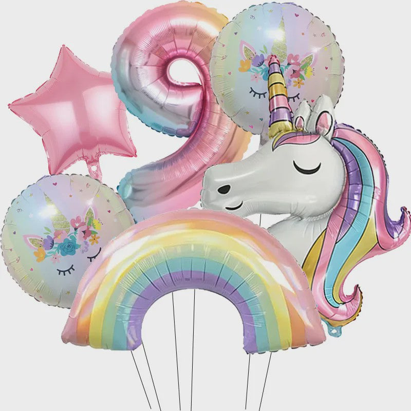 Regenboog Eenhoorn Folieballon Set - 32 Inch Gegradueerde Cijferballon voor Feestjes
