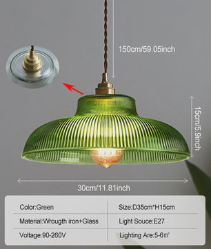 Nordic Groene Glazen Hanglamp - Stijlvolle Plissé Design Verlichting