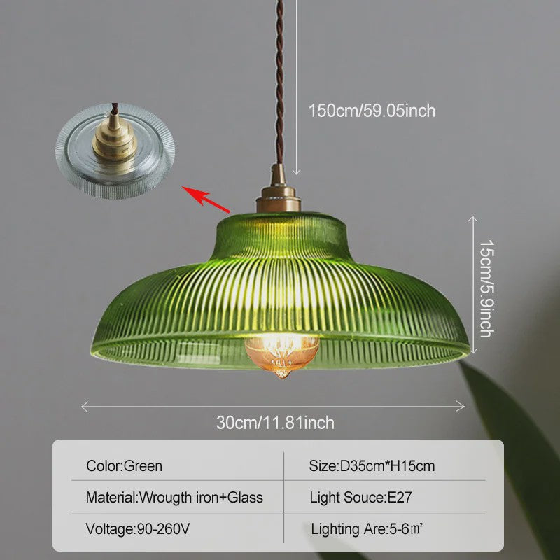 Nordic Groene Glazen Hanglamp - Stijlvolle Plissé Design Verlichting