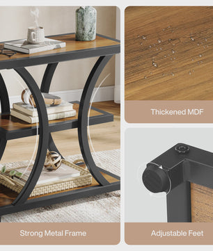 Industriële Salontafel met Opbergruimte - 3 Laags Bijzettafel - Metaal & Rustiek Bruin