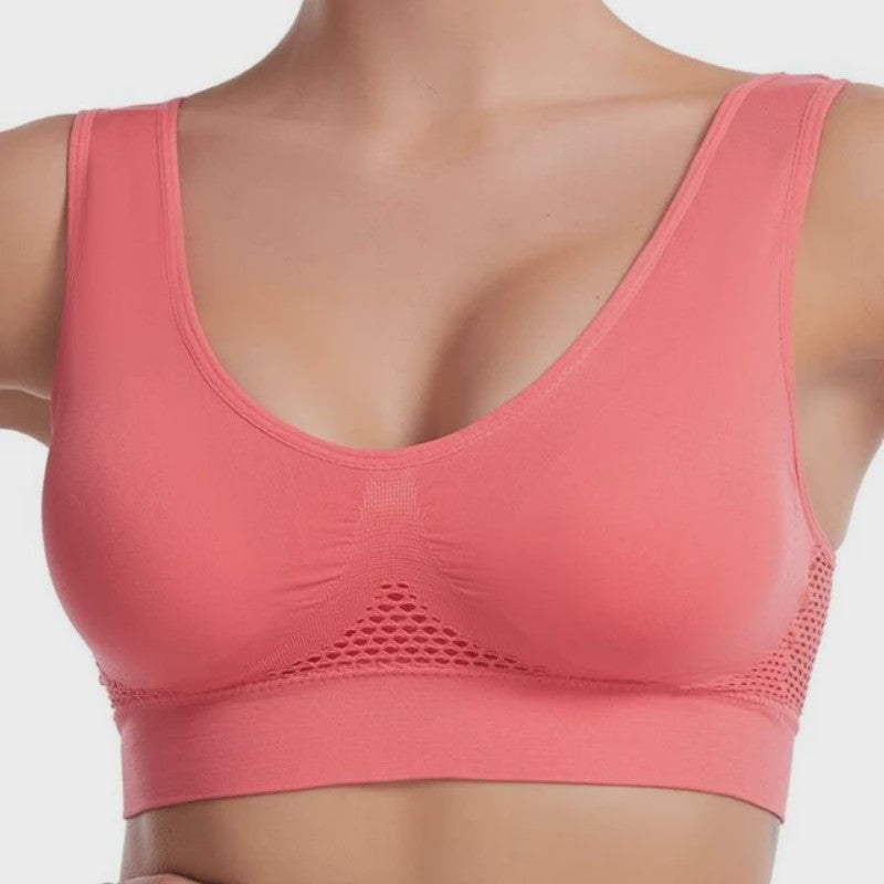 Plus Size Sportbeha met Ventilerende Mesh Inzet en Schokdemping - Zonder Beugel - S-7XL
