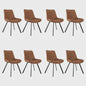 Set van 2 Moderne Kunstleren Eetkamerstoelen Bruin met Zwarte Metalen Poten