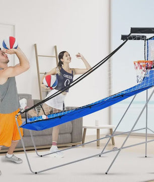 Arcade Basketbal Machine 8-in-1 met 4 Ballen, Pomp & 8 Spelmodi - Blauw