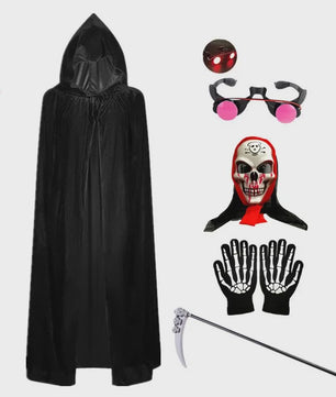 Kinderkostuum Doodskop Grim Reaper met Kap, Zeis en Accessoires - Halloween