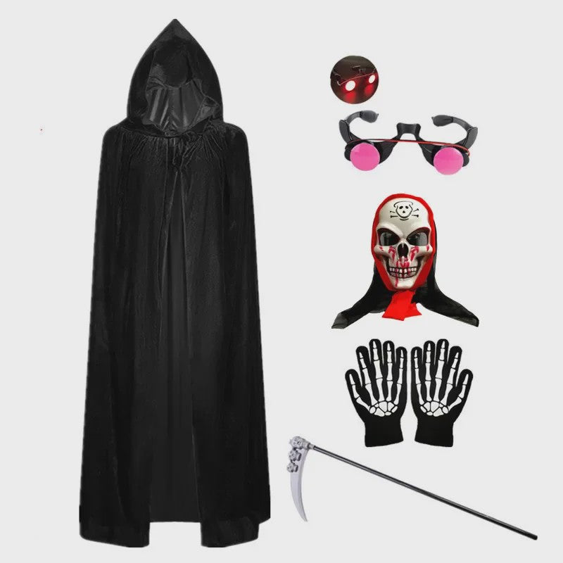 Kinderkostuum Doodskop Grim Reaper met Kap, Zeis en Accessoires - Halloween