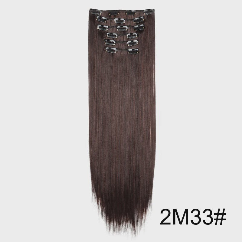 Synthetische Haarverlenging Set: 6 Delen Clip-in Extensions 60cm Lang & Steil