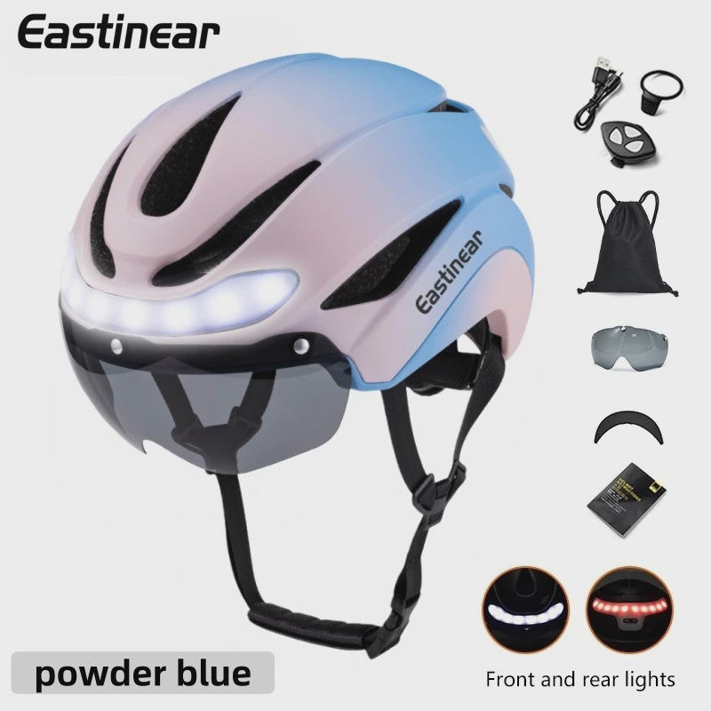 Fietshelm Volwassenen met LED Verlichting, Knipperlichten & Magnetische Vizier