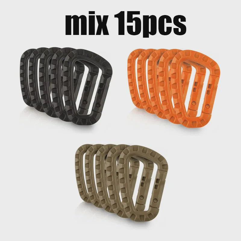 Tactische D-vormige Plastic Karabijnhaak - Set van 5, 10, 15 of 20 stuks - Outdoor & Camping Gear