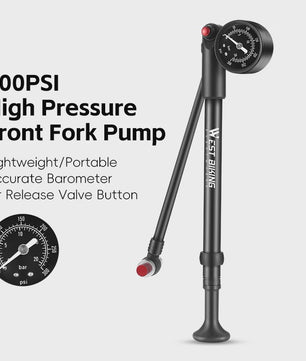 WEST BIKING Hoge Druk Fiets Pomp 300/400PSI met Manometer - Draagbaar voor Voorvork