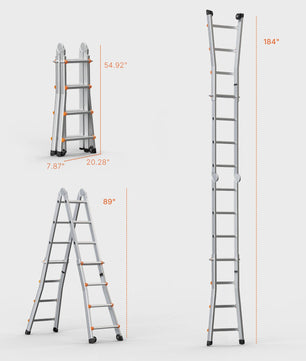 SucceBuy Telescopische Ladder A-Frame Compact Aluminium Multifunctioneel Draagbaar