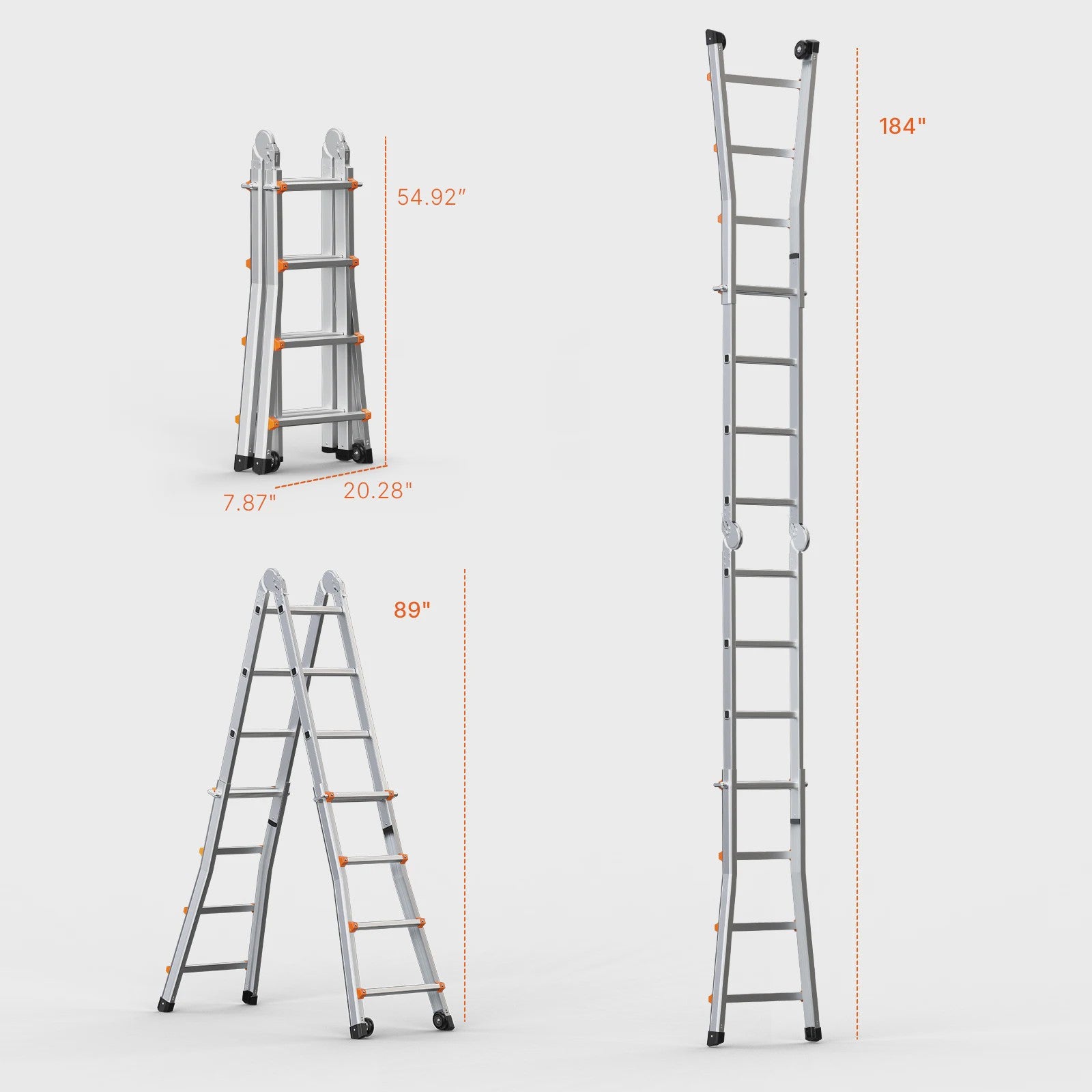 SucceBuy Telescopische Ladder A-Frame Compact Aluminium Multifunctioneel Draagbaar