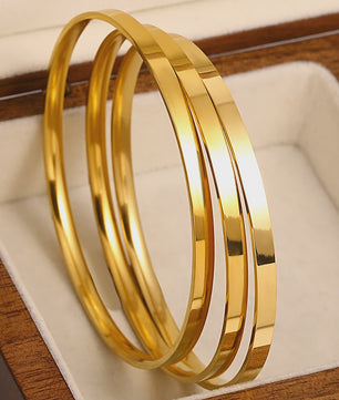 Set van 3 Gouden Bangle Armbanden - 18K Verguld Roestvrij Staal
