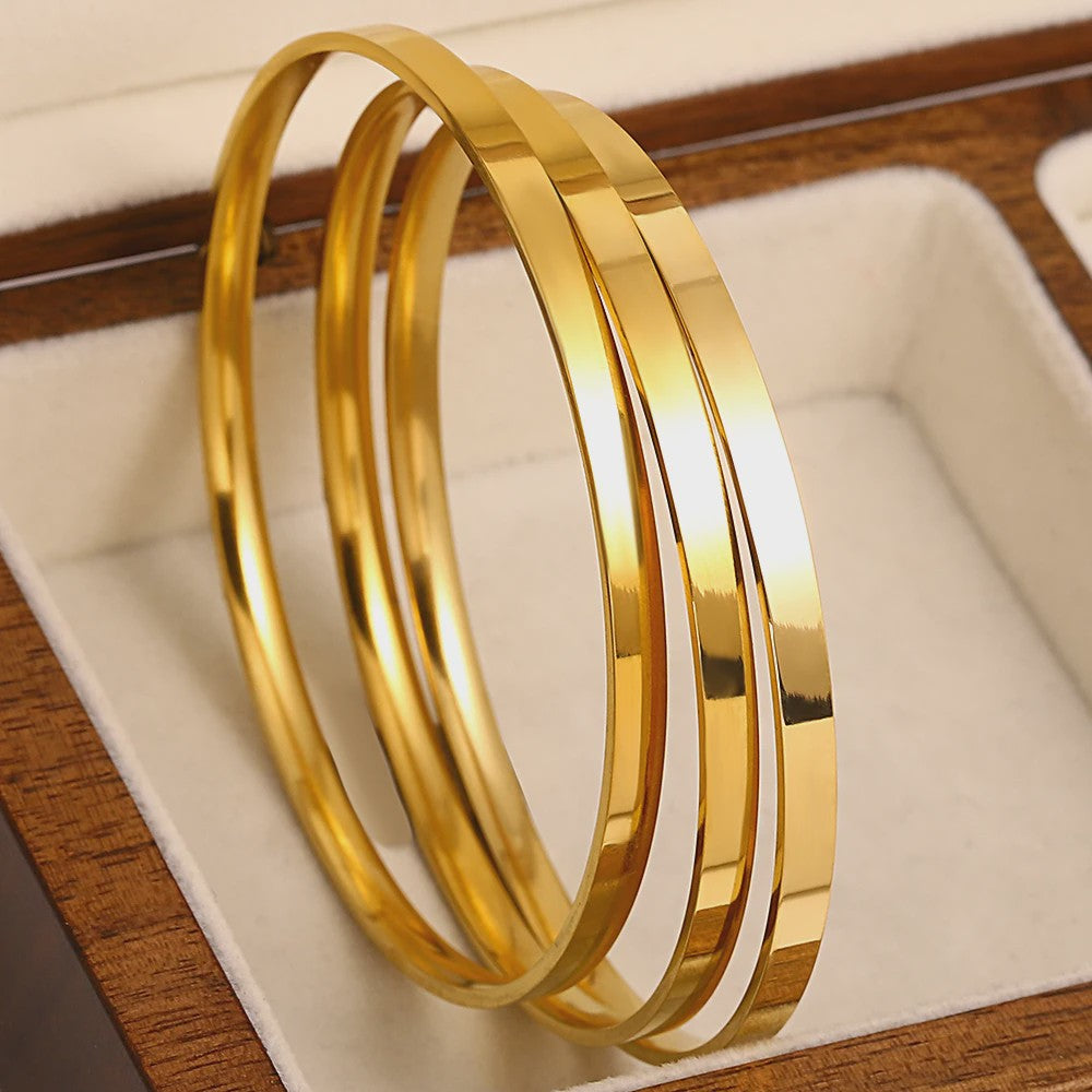 Set van 3 Gouden Bangle Armbanden - 18K Verguld Roestvrij Staal