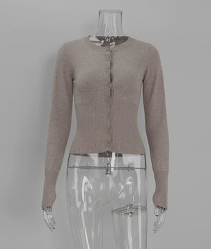 Dames Gebreide Cardigan met Lange Mouwen - Slim Fit & Elegant