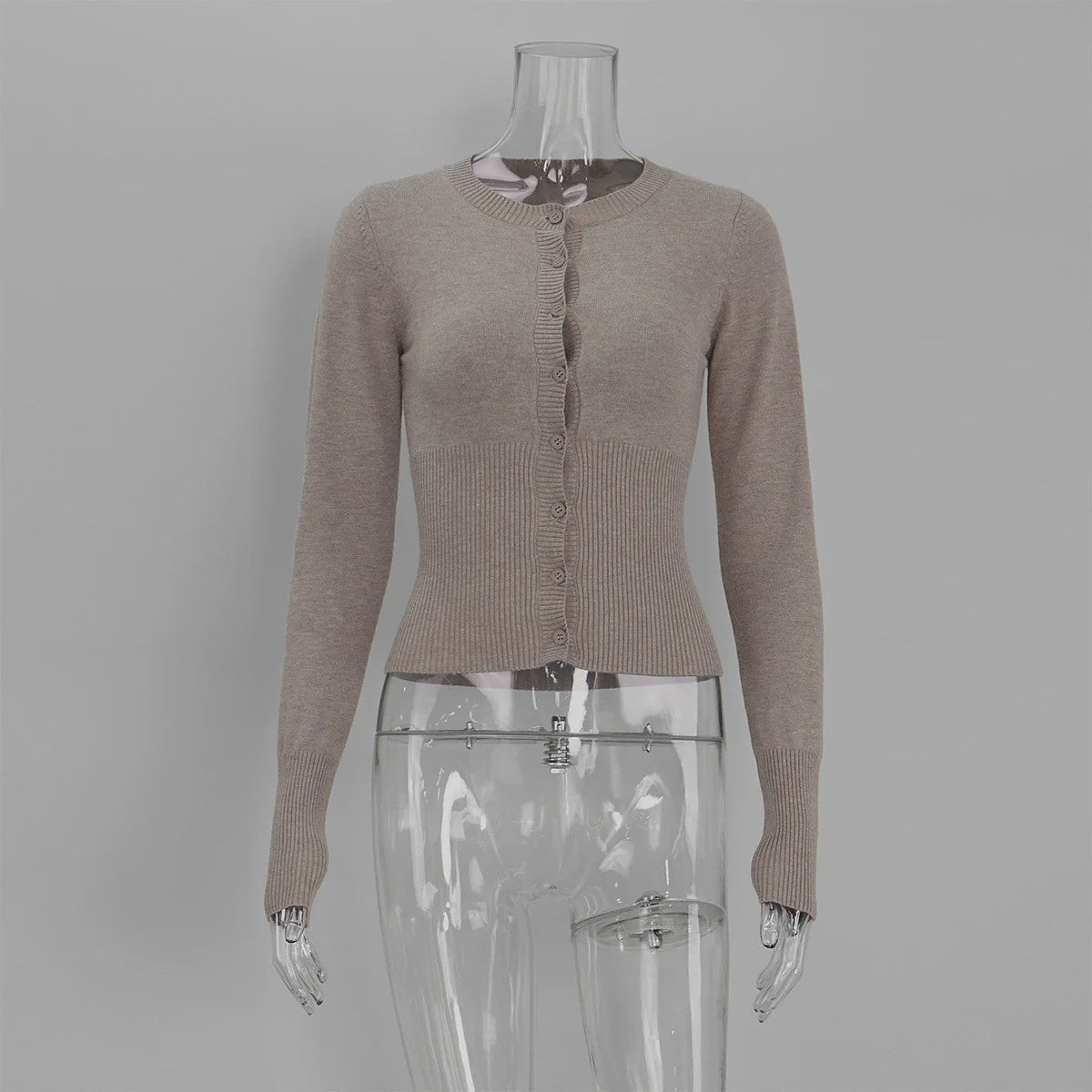 Dames Gebreide Cardigan met Lange Mouwen - Slim Fit & Elegant