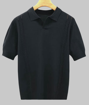 Luxe Gebreide Polo Heren - Zomer Ice Silk Korte Mouw
