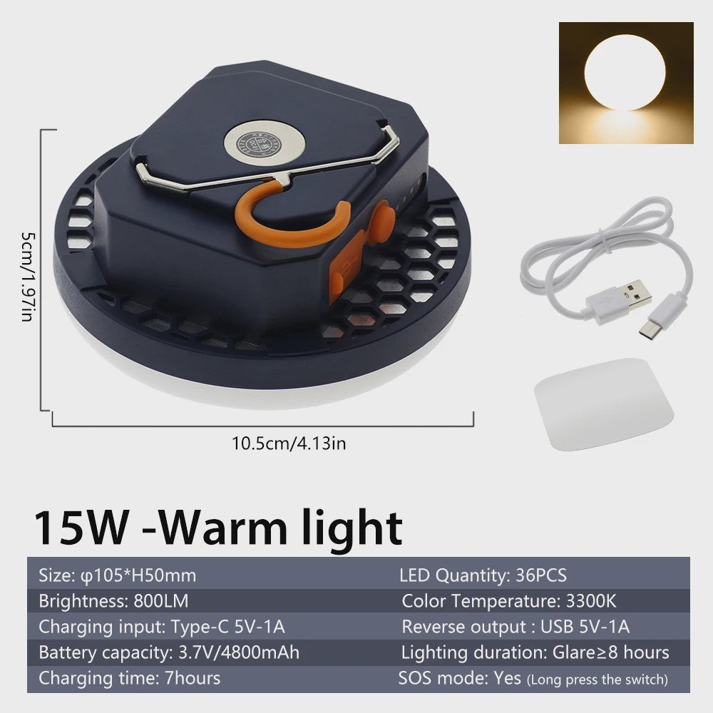 Oplaadbare Camping Lantaarn met Powerbank - 3 Lichtstanden, IP65 Waterdicht