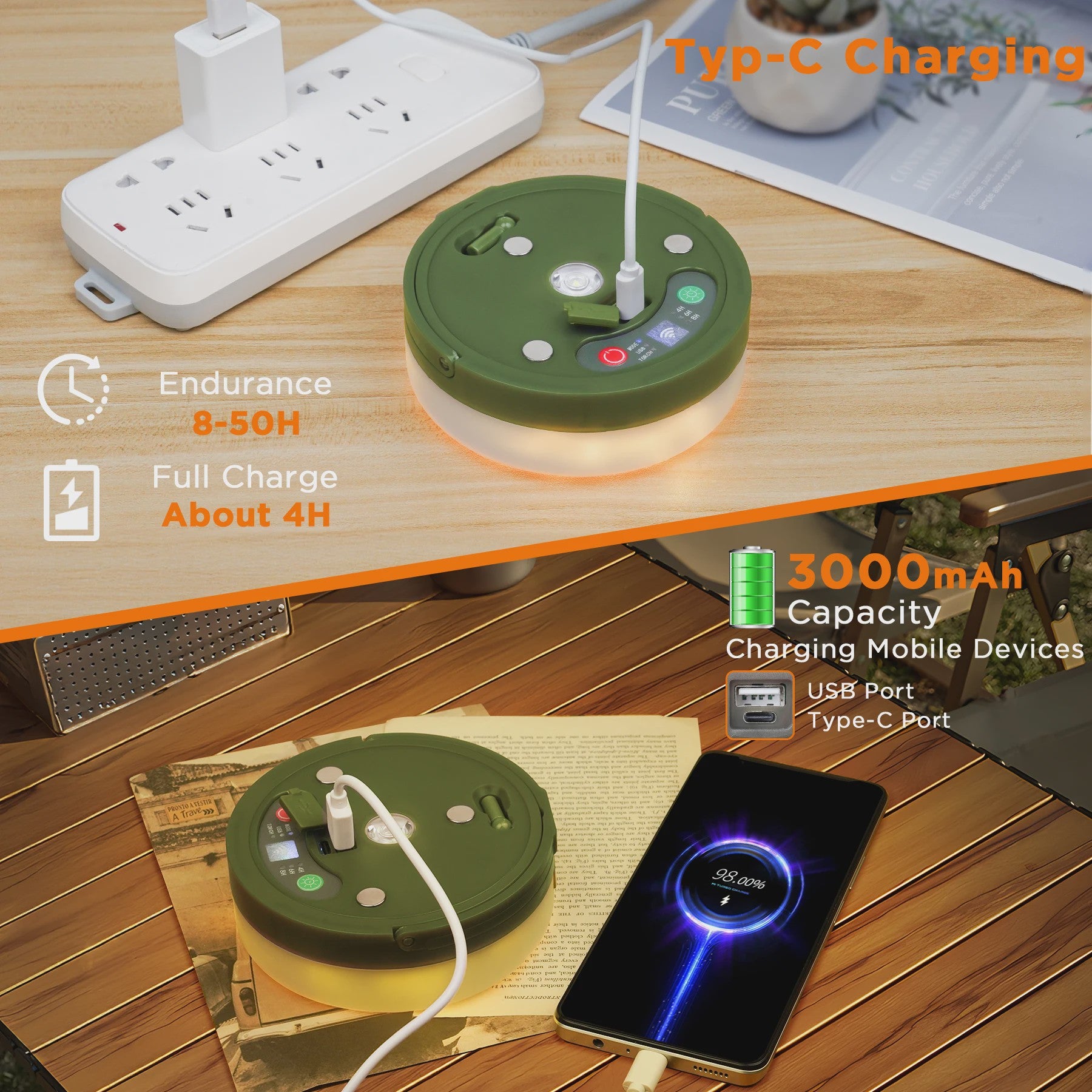 Lureshine 2-in-1 Camping Lamp & Slingerlicht - Oplaadbaar, Waterdicht & Veelzijdig