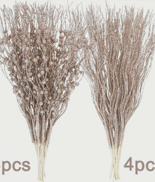 8x Glitter Bessen Takken - Kerstdecoratie & Feestaccessoires