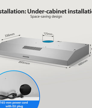 TopStrong 90cm Afzuigkap Onderbouw: Krachtige 201 m³/h Afzuiging, Energieklasse A