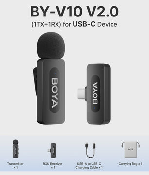 BOYA BY-V Professioneel Draadloos Lavalier Mini Microfoon Systeem voor iPhone & Android