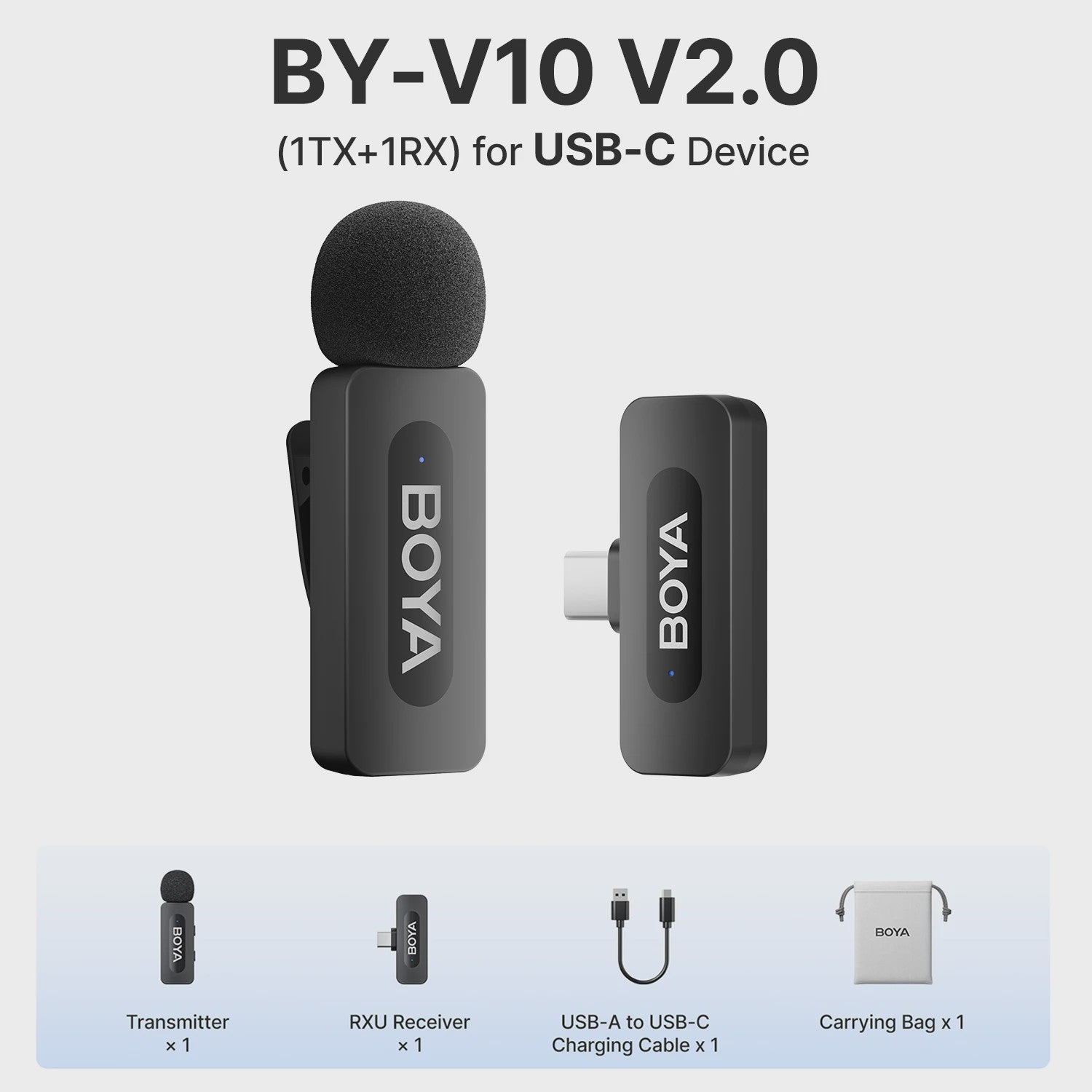 BOYA BY-V Professioneel Draadloos Lavalier Mini Microfoon Systeem voor iPhone & Android