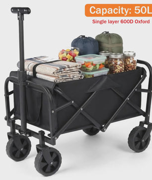 Opvouwbare Kampeerwagen met Wielen - 75KG Draagkracht - Ideaal voor Tuin, Strand & Festivals