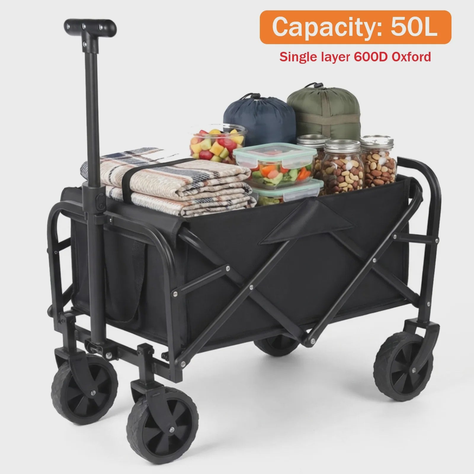 Opvouwbare Kampeerwagen met Wielen - 75KG Draagkracht - Ideaal voor Tuin, Strand & Festivals